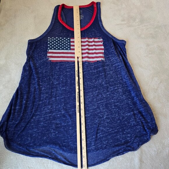 Zoe and Liv Tank Womens Large Red White Blue Thin Patriotic American Flag Summer - Picture 8 of 9